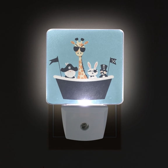 Yayeee LED Night Light for The Home Plug in With Light Sensors 2 Pack, Pirate Animals
