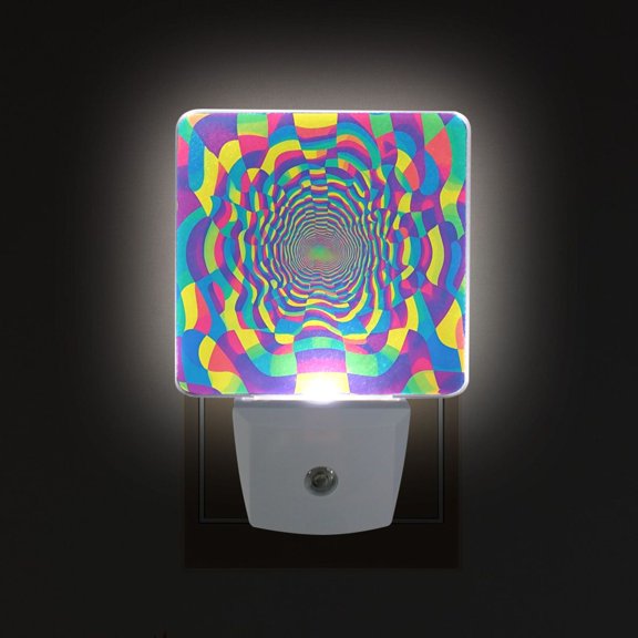 Yayeee LED Night Light for The Home Plug in With Light Sensors 2 Pack, Psychedelic Pattern