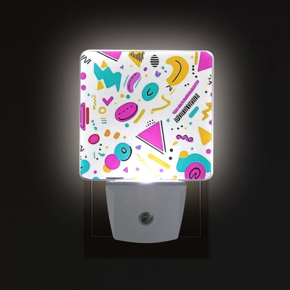 Yayeee LED Plug in Night Light for The Home with Auto Dusk to Dawn Light Sensors, 2 Pack, Purple Abstract Shapes