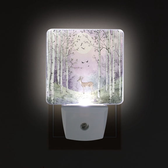 Yayeee LED Plug in Night Light for The Home with Auto Dusk to Dawn Light Sensors, 2 Pack, Purple Deer