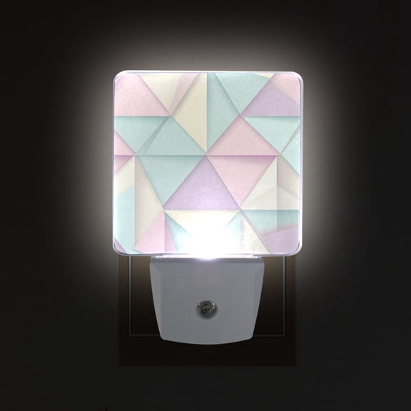 Yayeee LED Plug in Night Light for The Home with Auto Dusk to Dawn Light Sensors, 2 Pack, Purple Geometric