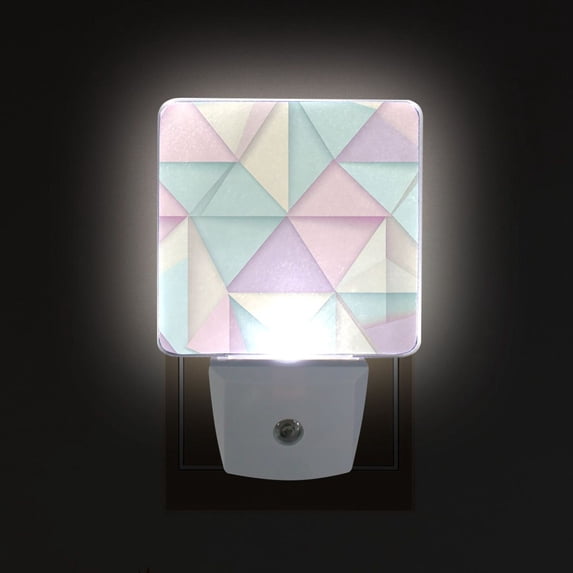 Yayeee LED Night Light for The Home Plug in With Light Sensors 2 Pack, Purple Geometric