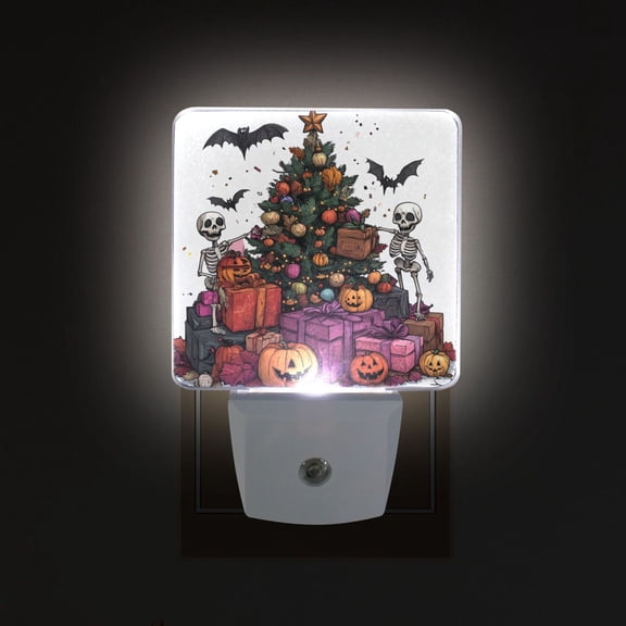 Yayeee LED Night Light for The Home Plug in With Light Sensors 2 Pack, Purple Halloween Christmas Trees