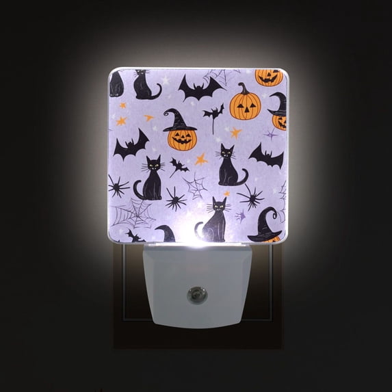 Yayeee LED Plug in Night Light for The Home with Auto Dusk to Dawn Light Sensors, 2 Pack, Purple Halloween Pumpkin