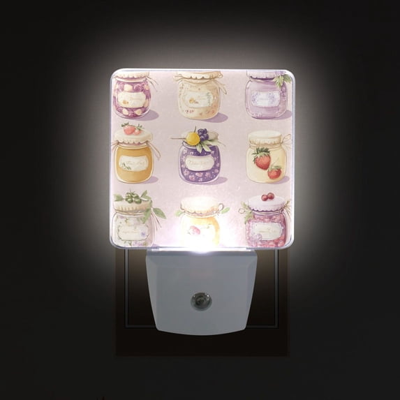 Yayeee LED Plug in Night Light for The Home with Auto Dusk to Dawn Light Sensors, 2 Pack, Purple Jam Jars