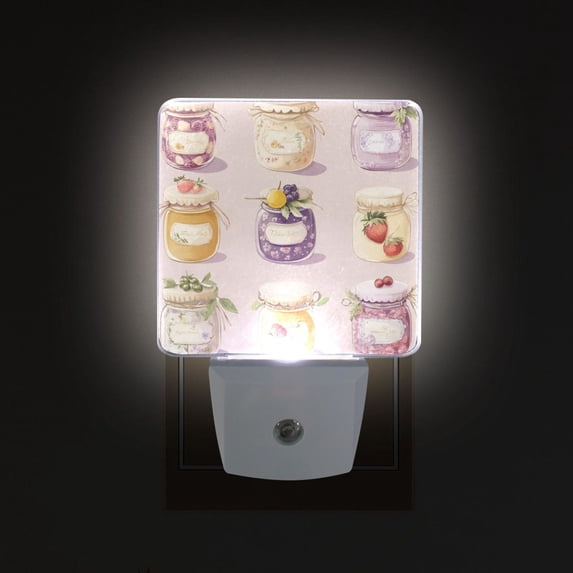 Yayeee LED Plug in Night Light for The Home with Auto Dusk to Dawn Light Sensors, 2 Pack, Purple Jam Jars