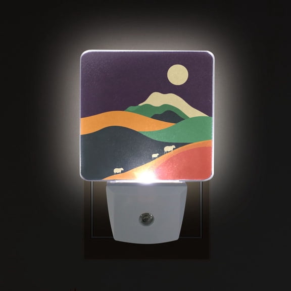Yayeee LED Plug in Night Light for The Home with Auto Dusk to Dawn Light Sensors, 2 Pack, Purple Mountain