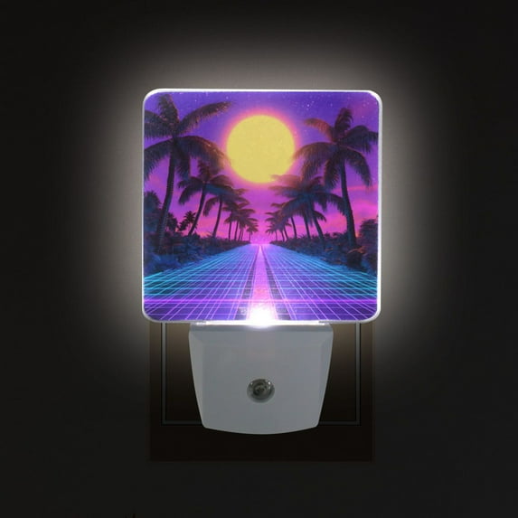 Yayeee LED Night Light for The Home Plug in With Light Sensors 2 Pack, Purple Neon Road