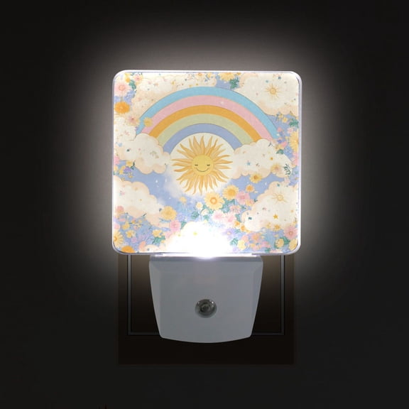 Yayeee LED Plug in Night Light for The Home with Auto Dusk to Dawn Light Sensors, 2 Pack, Purple Rainbow Clouds