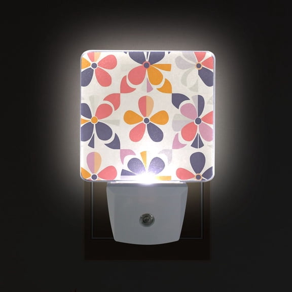 Yayeee LED Night Light for The Home Plug in With Light Sensors 2 Pack, Purple Retro Flower