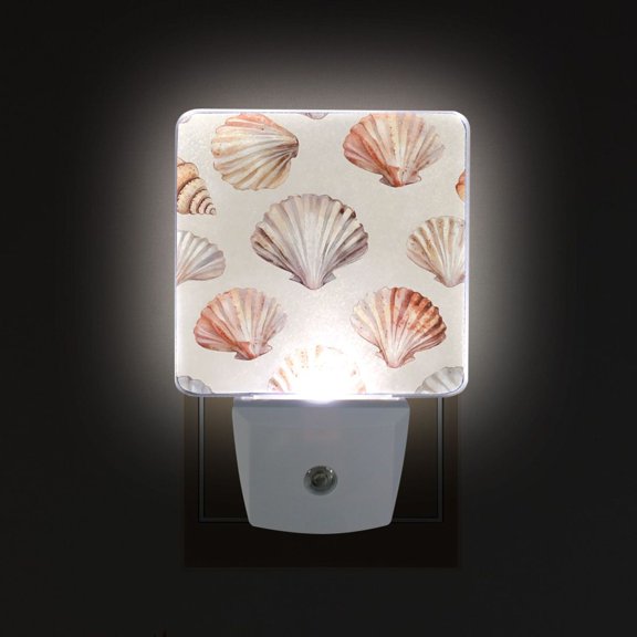 Yayeee LED Plug in Night Light for The Home with Auto Dusk to Dawn Light Sensors, 2 Pack, Purple Seashell