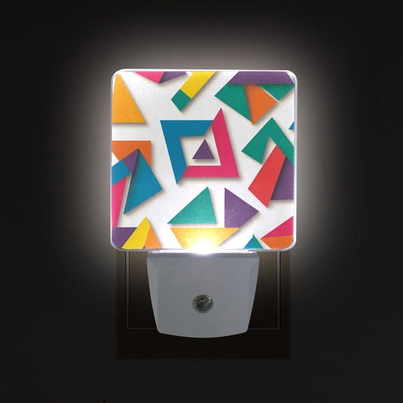 Yayeee LED Plug in Night Light for The Home with Auto Dusk to Dawn Light Sensors, 2 Pack, Purple Triangles