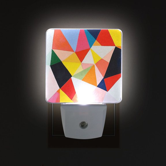 Yayeee LED Plug in Night Light for The Home with Auto Dusk to Dawn Light Sensors, 2 Pack, Purple Triangles
