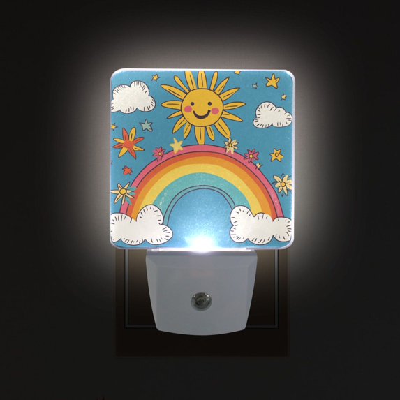 Yayeee LED Plug in Night Light for The Home with Auto Dusk to Dawn Light Sensors, 2 Pack, Rainbow with Stars