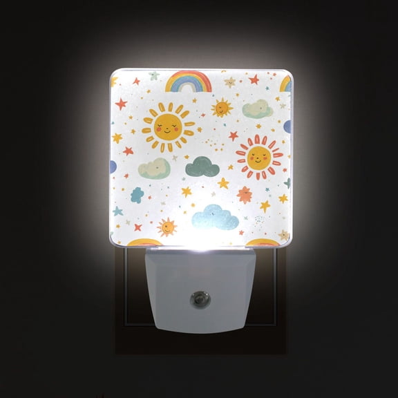 Yayeee LED Plug in Night Light for The Home with Auto Dusk to Dawn Light Sensors, 2 Pack, Rainbows Pattern