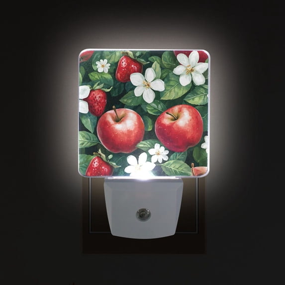 Yayeee LED Night Light for The Home Plug in With Light Sensors 2 Pack, Red Apple Pattern