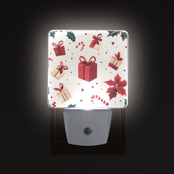Yayeee LED Night Light for The Home Plug in With Light Sensors 2 Pack, Red Christmas Gift Pattern