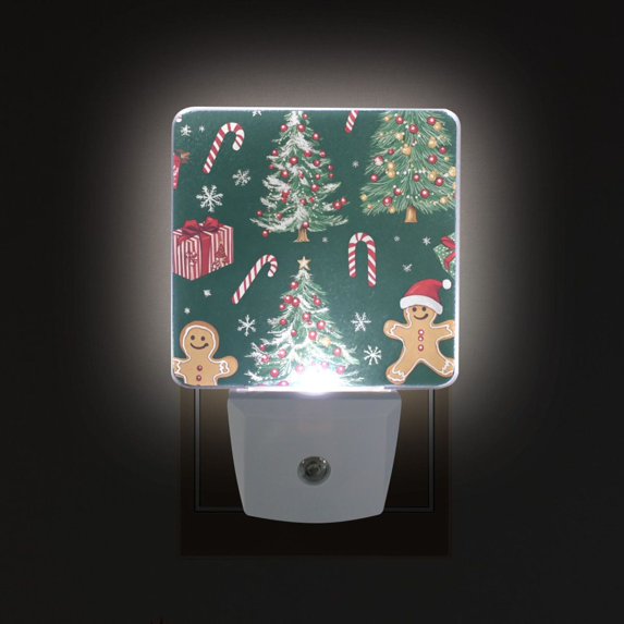 Yayeee LED Plug in Night Light for The Home with Auto Dusk to Dawn Light Sensors, 2 Pack, Red Christmas Gingerbread