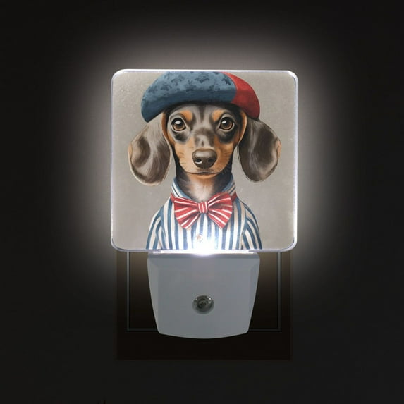 Yayeee LED Night Light for The Home Plug in With Light Sensors 2 Pack, Red Dog Artist