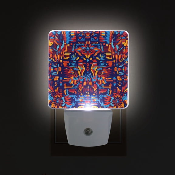 Yayeee LED Plug in Night Light for The Home with Auto Dusk to Dawn Light Sensors, 2 Pack, Red Geometric Eagle