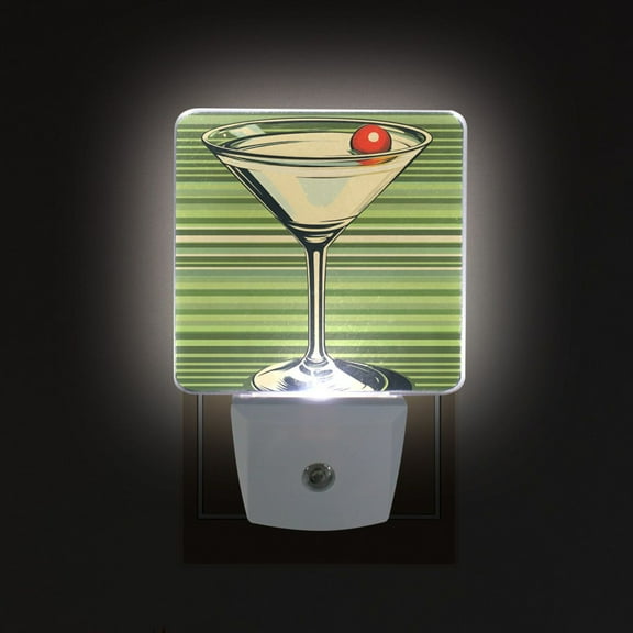 Yayeee LED Plug in Night Light for The Home with Auto Dusk to Dawn Light Sensors, 2 Pack, Red Martini
