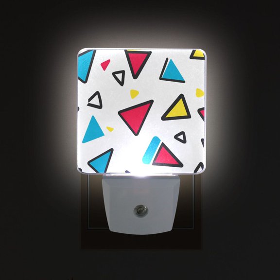 Yayeee LED Plug in Night Light for The Home with Auto Dusk to Dawn Light Sensors, 2 Pack, Red Triangles