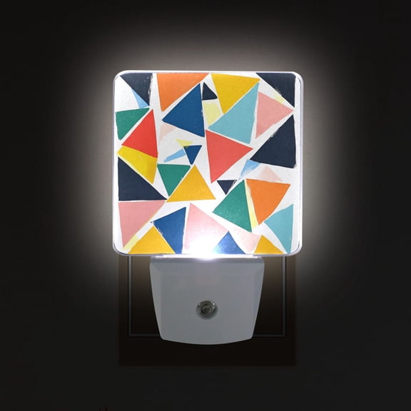 Yayeee LED Plug in Night Light for The Home with Auto Dusk to Dawn Light Sensors, 2 Pack, Red Triangles