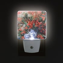 Yayeee LED Night Light for The Home Plug in With Light Sensors 2 Pack, Red Vibrant Flowers