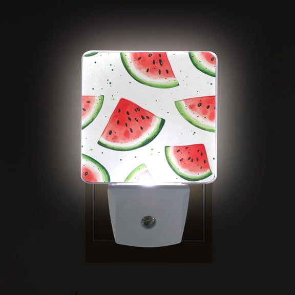 Yayeee LED Plug in Night Light for The Home with Auto Dusk to Dawn Light Sensors, 2 Pack, Red Watermelon
