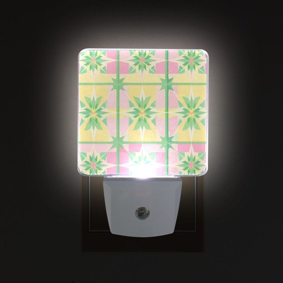 Yayeee LED Plug in Night Light for The Home with Auto Dusk to Dawn Light Sensors, 2 Pack, Retro Beige Stars