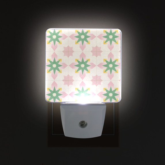 Yayeee LED Plug in Night Light for The Home with Auto Dusk to Dawn Light Sensors, 2 Pack, Retro Green Stars