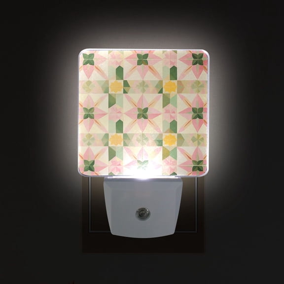 Yayeee LED Night Light for The Home Plug in With Light Sensors 2 Pack, Retro Pink Stars