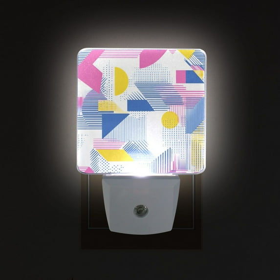 Yayeee LED Night Light for The Home Plug in With Light Sensors 2 Pack, Retro Simple Shapes