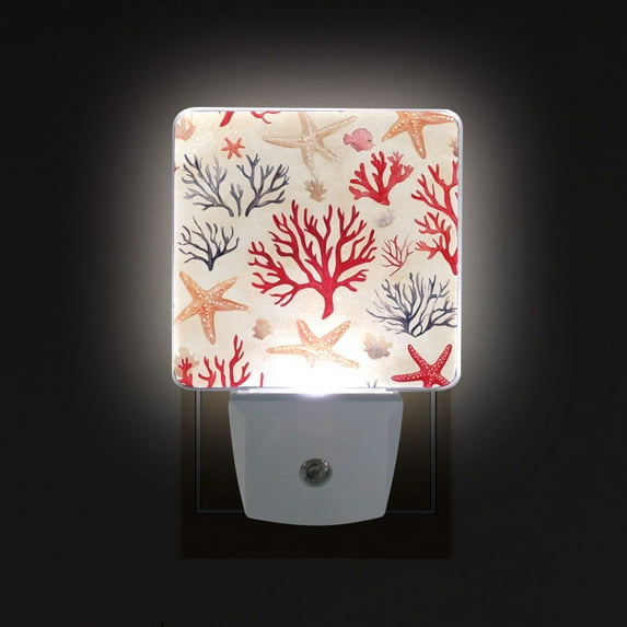 Yayeee LED Night Light for The Home Plug in With Light Sensors 2 Pack, Retro Starfish