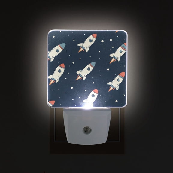 Yayeee LED Plug in Night Light for The Home with Auto Dusk to Dawn Light Sensors, 2 Pack, Rocket Pattern