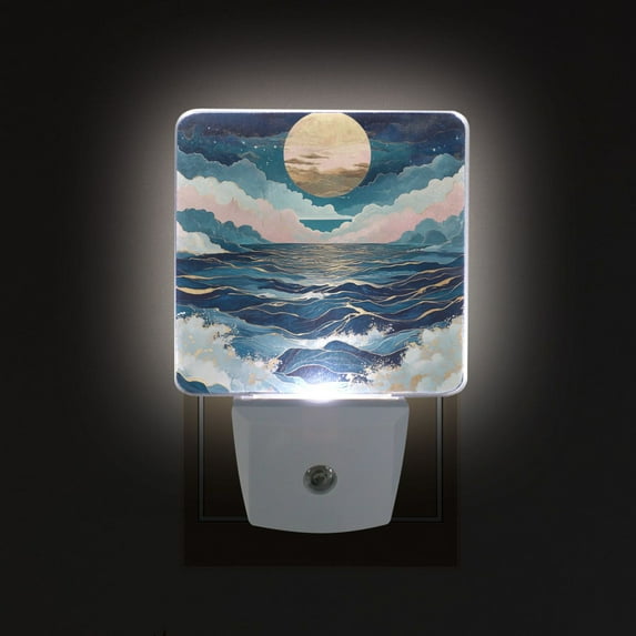 Yayeee LED Night Light for The Home Plug in With Light Sensors 2 Pack, Rolling Waves