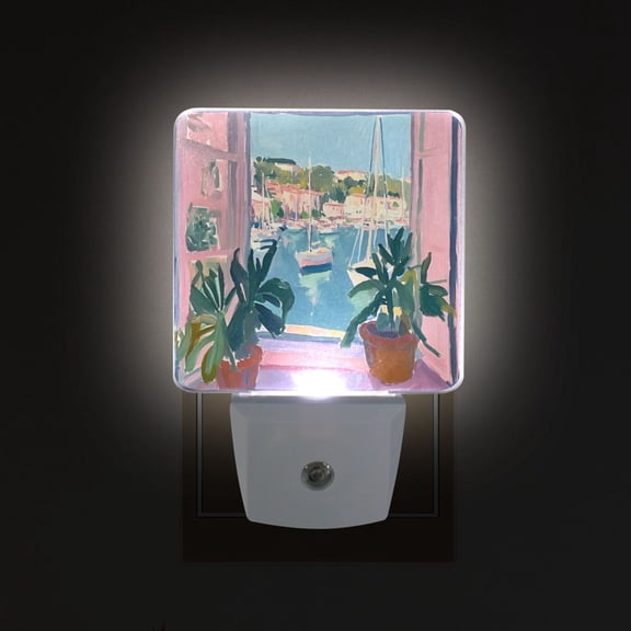 Yayeee LED Plug in Night Light for The Home with Auto Dusk to Dawn Light Sensors, 2 Pack, Sea Boat