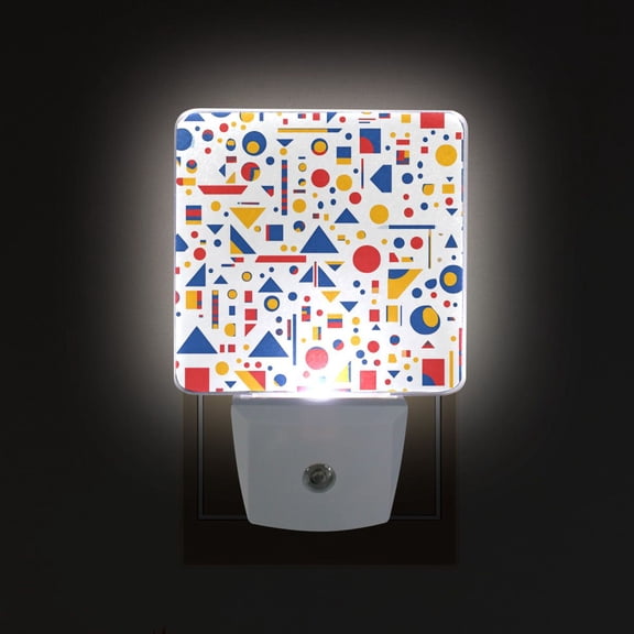 Yayeee LED Plug in Night Light for The Home with Auto Dusk to Dawn Light Sensors, 2 Pack, Simple Shapes