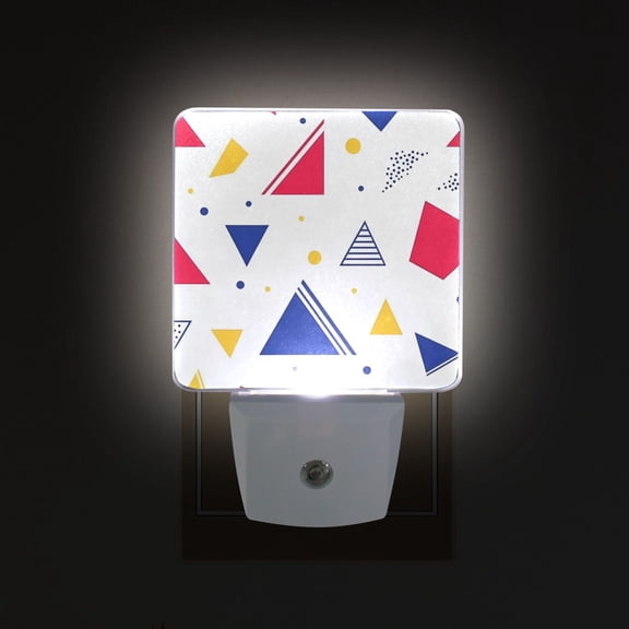 Yayeee LED Plug in Night Light for The Home with Auto Dusk to Dawn Light Sensors, 2 Pack, Simple Triangles