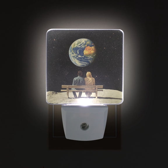 Yayeee LED Night Light for The Home Plug in With Light Sensors 2 Pack, Sitting on The Moon