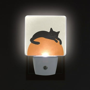 Yayeee LED Night Light for The Home Plug in With Light Sensors 2 Pack, Sleeping Black Cat