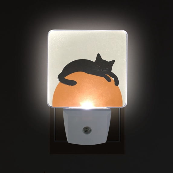 Yayeee LED Plug in Night Light for The Home with Auto Dusk to Dawn Light Sensors, 2 Pack, Sleeping Black Cat