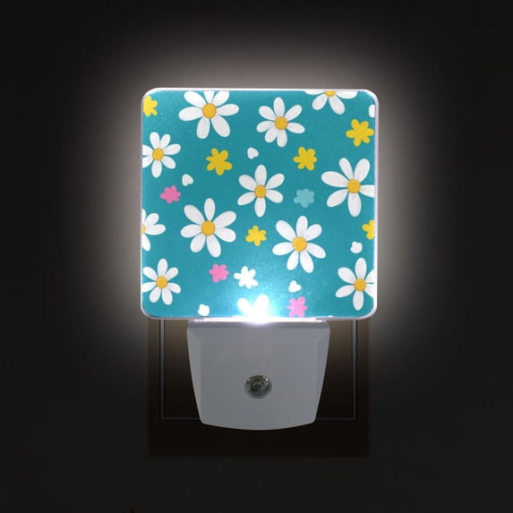 Yayeee LED Plug in Night Light for The Home with Auto Dusk to Dawn Light Sensors, 2 Pack, Small Daisy