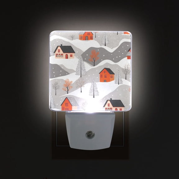 Yayeee LED Night Light for The Home Plug in With Light Sensors 2 Pack, Snow Cartoon Houses