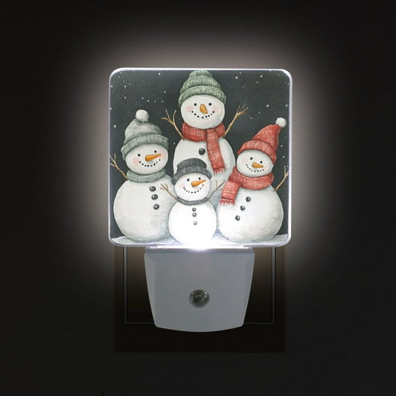 Yayeee LED Night Light for The Home Plug in With Light Sensors 2 Pack, Snowman Family