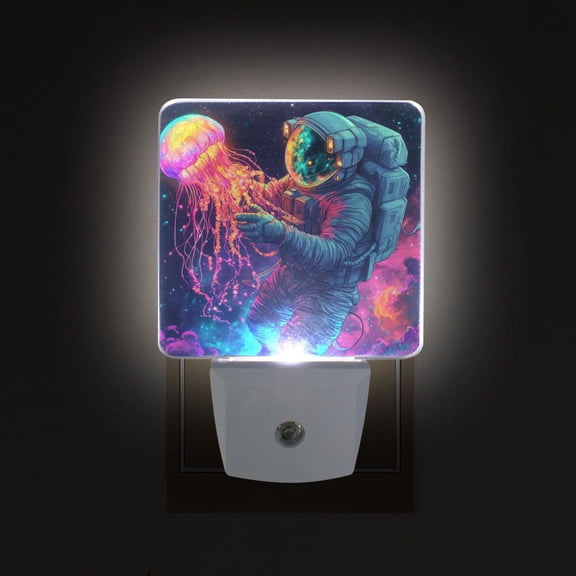 Yayeee LED Plug in Night Light for The Home with Auto Dusk to Dawn Light Sensors, 2 Pack, Space Astronaut