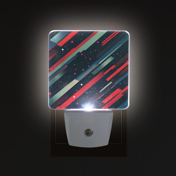 Yayeee LED Plug in Night Light for The Home with Auto Dusk to Dawn Light Sensors, 2 Pack, Stars Abstract Lines