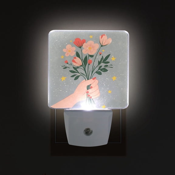 Yayeee LED Plug in Night Light for The Home with Auto Dusk to Dawn Light Sensors, 2 Pack, Stars Flower