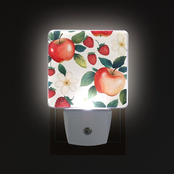 Yayeee LED Night Light for The Home Plug in With Light Sensors 2 Pack, Strawberry Pattern