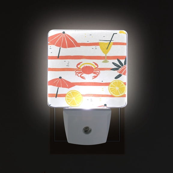 Yayeee LED Plug in Night Light for The Home with Auto Dusk to Dawn Light Sensors, 2 Pack, Striped Crab